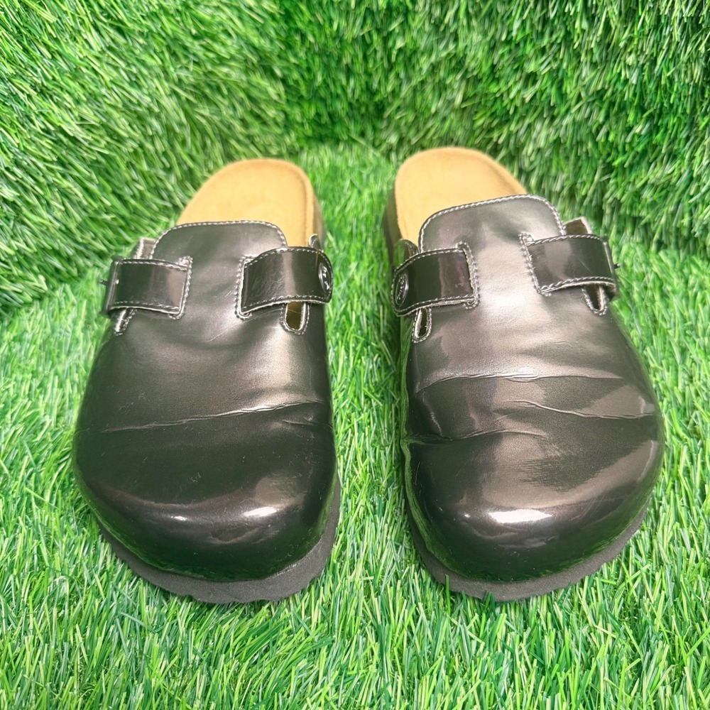 Betula by Birkenstock Licensed Clogs Metallic‎ Patent Pewter Mules Women 8 EU 39